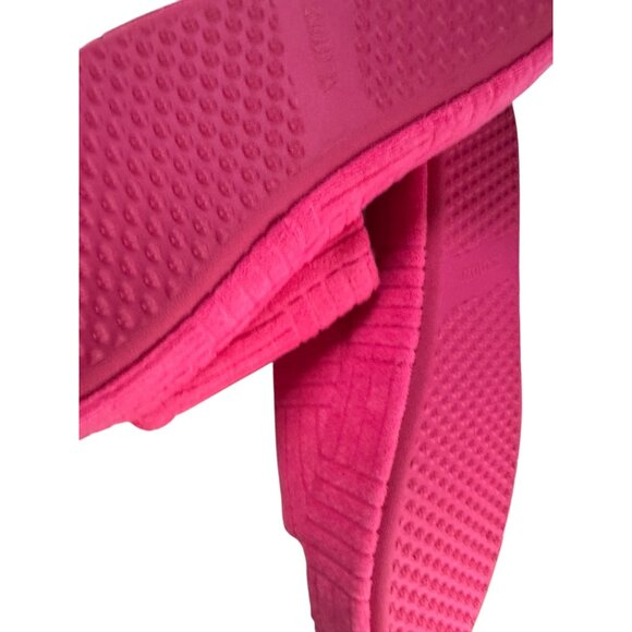 Bright Pink Terry Slide Slippers Size 11 Open-Toe Indoor/Outdoor - Picture 4 of 5